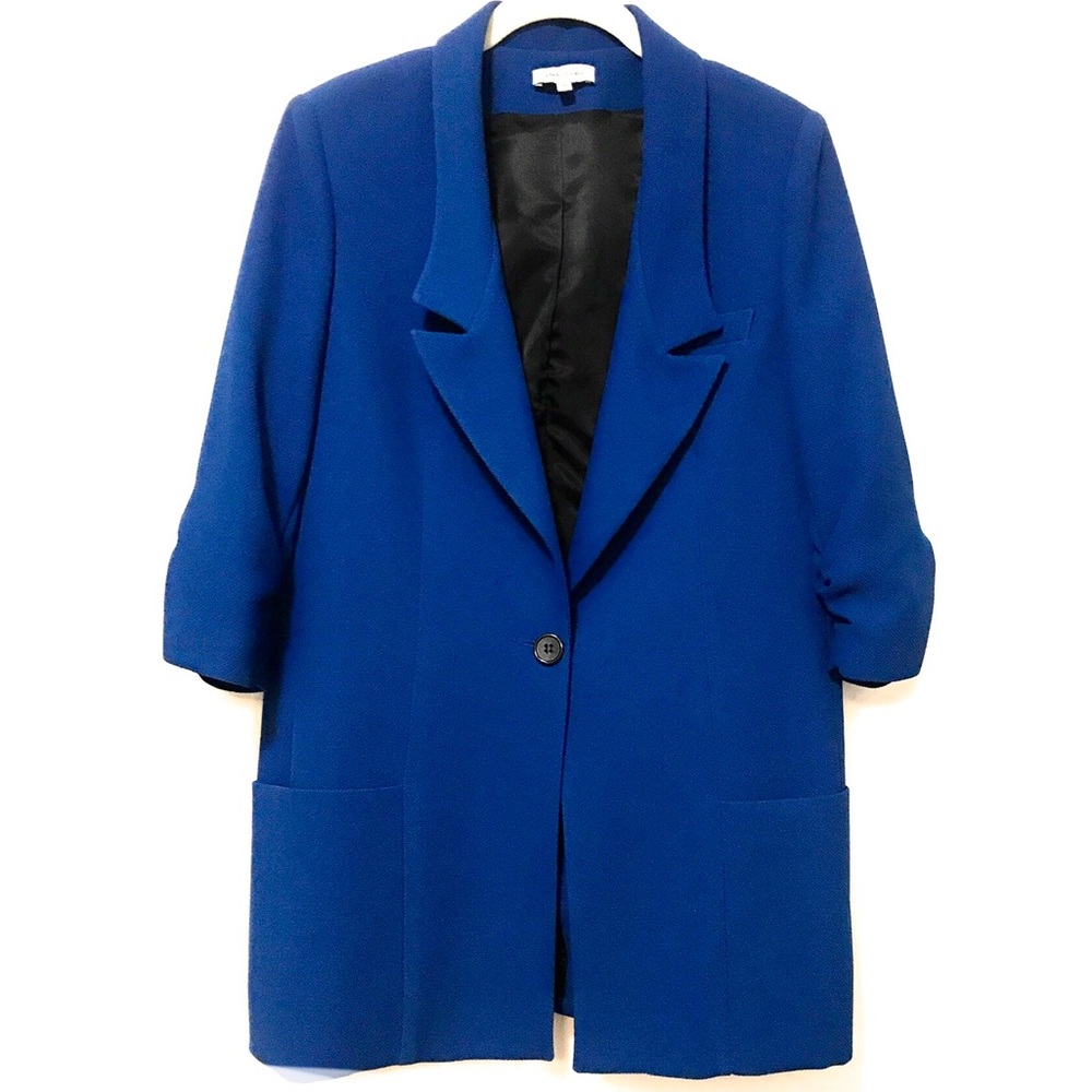 Blue Blazer with Rushed Sleeves - Size M